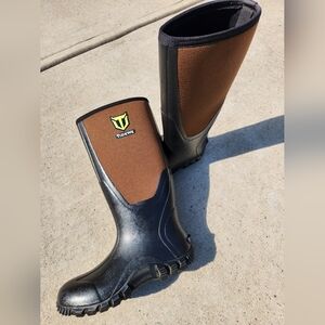 Tidewe Men's Black and Brown Outdoor Rain Boots Size 9